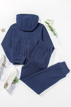 Drawstring Half Zip Hoodie and Joggers Active Set - Plush Fashion Hub