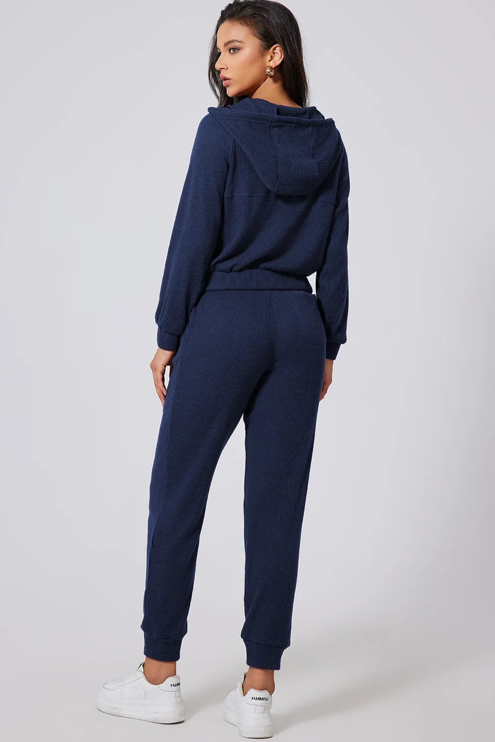 Drawstring Half Zip Hoodie and Joggers Active Set - Plush Fashion Hub