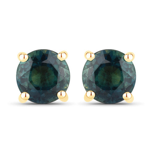 1.30 Carat Genuine Blue Sapphire 14K Yellow Gold Earrings