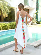 Flowy crochet trim cover-up dress from Trendsi featuring lightweight fabric and intricate crochet detailing.