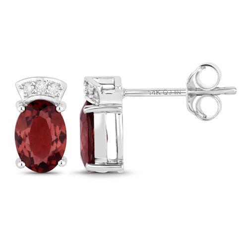1.35 Carat Genuine Pink Tourmaline and White Diamond 14K White Gold Earrings