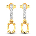 0.14 Carat Genuine White Diamond 14K Yellow Gold Semi Mount Earrings - holds 7x5mm Oval Gemstones