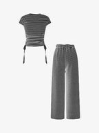 Striped crop top and wide-leg pants set by Trendsi, casual dress with stylish horizontal stripes and relaxed fit.