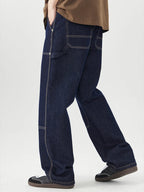 Men's wide leg cargo jeans by Trendsi featuring relaxed fit, multiple pockets, and durable denim fabric.