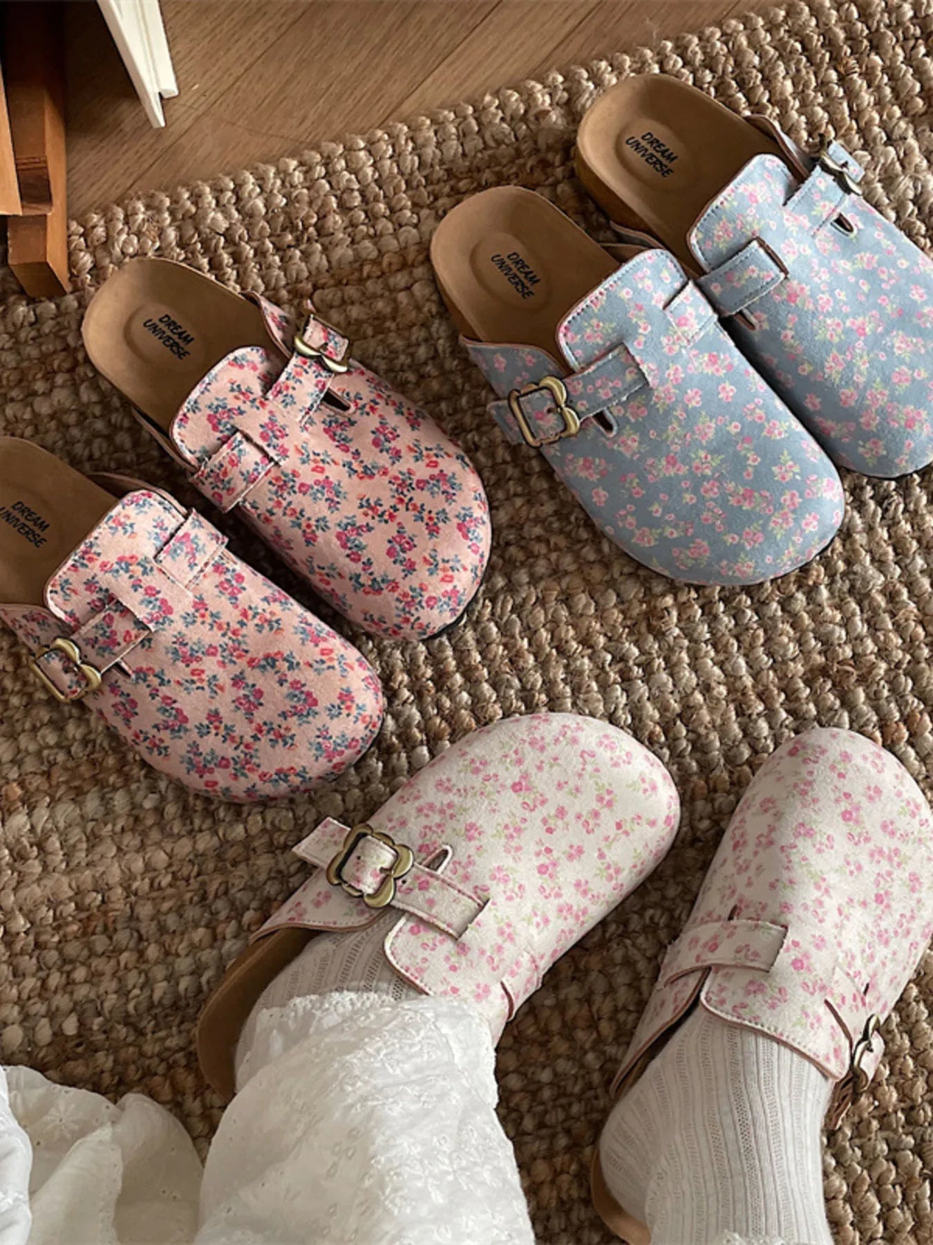 Floral Pattern Round Toe Slip - Ons - Plush Fashion Hub