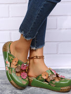 Floral Round Neck Sandals - Plush Fashion Hub