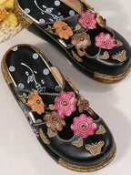 Floral Round Neck Sandals - Plush Fashion Hub