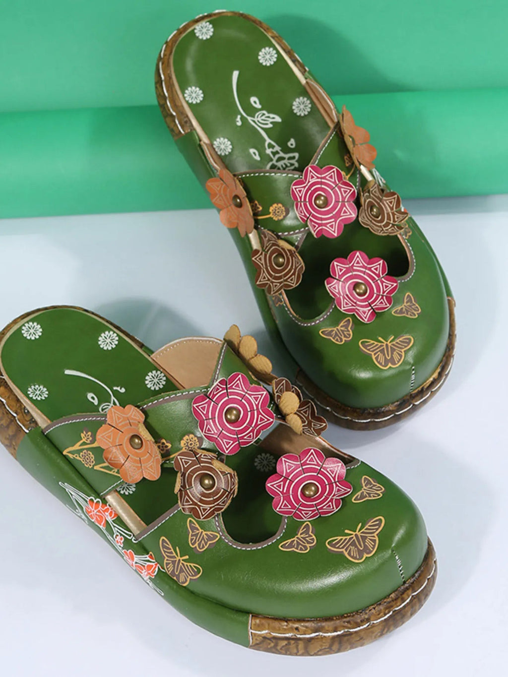 Floral Round Neck Sandals - Plush Fashion Hub