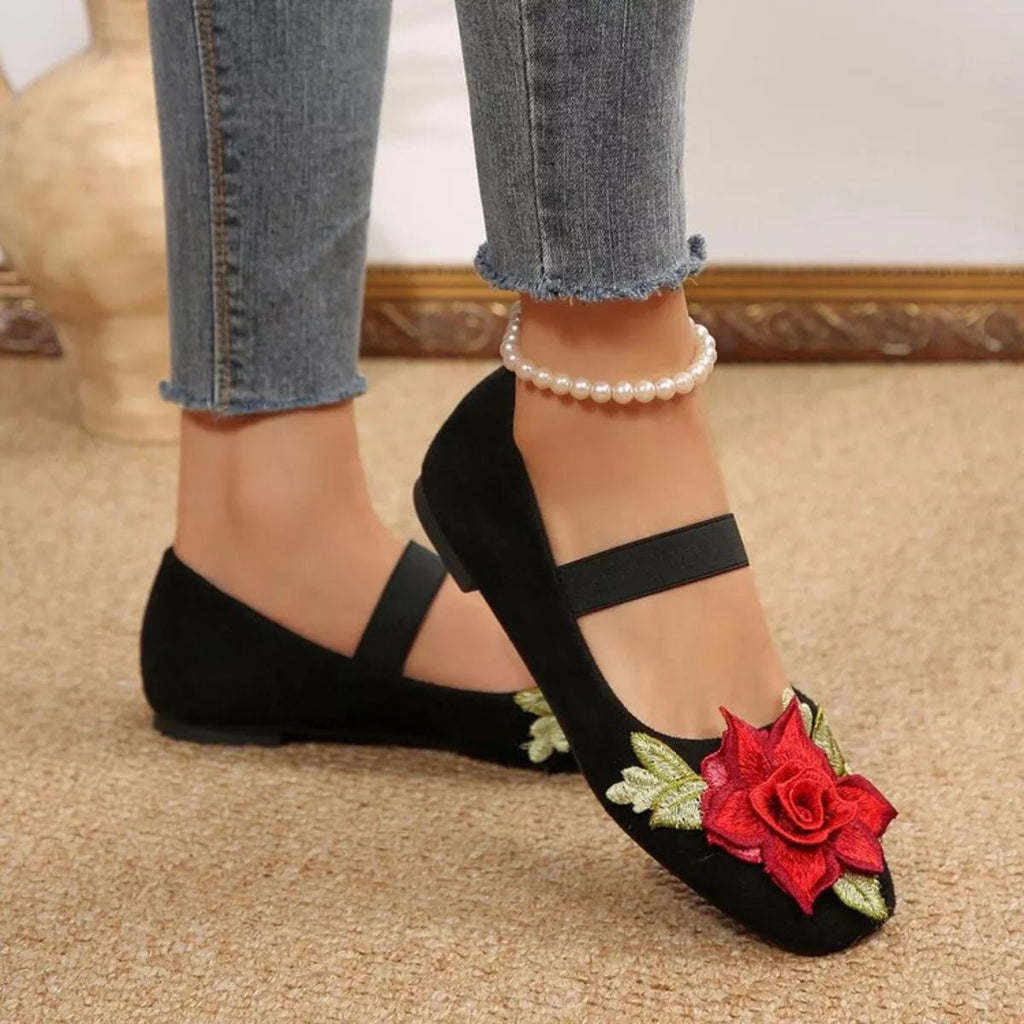 Flower Square Toe Slip - Ons - Plush Fashion Hub