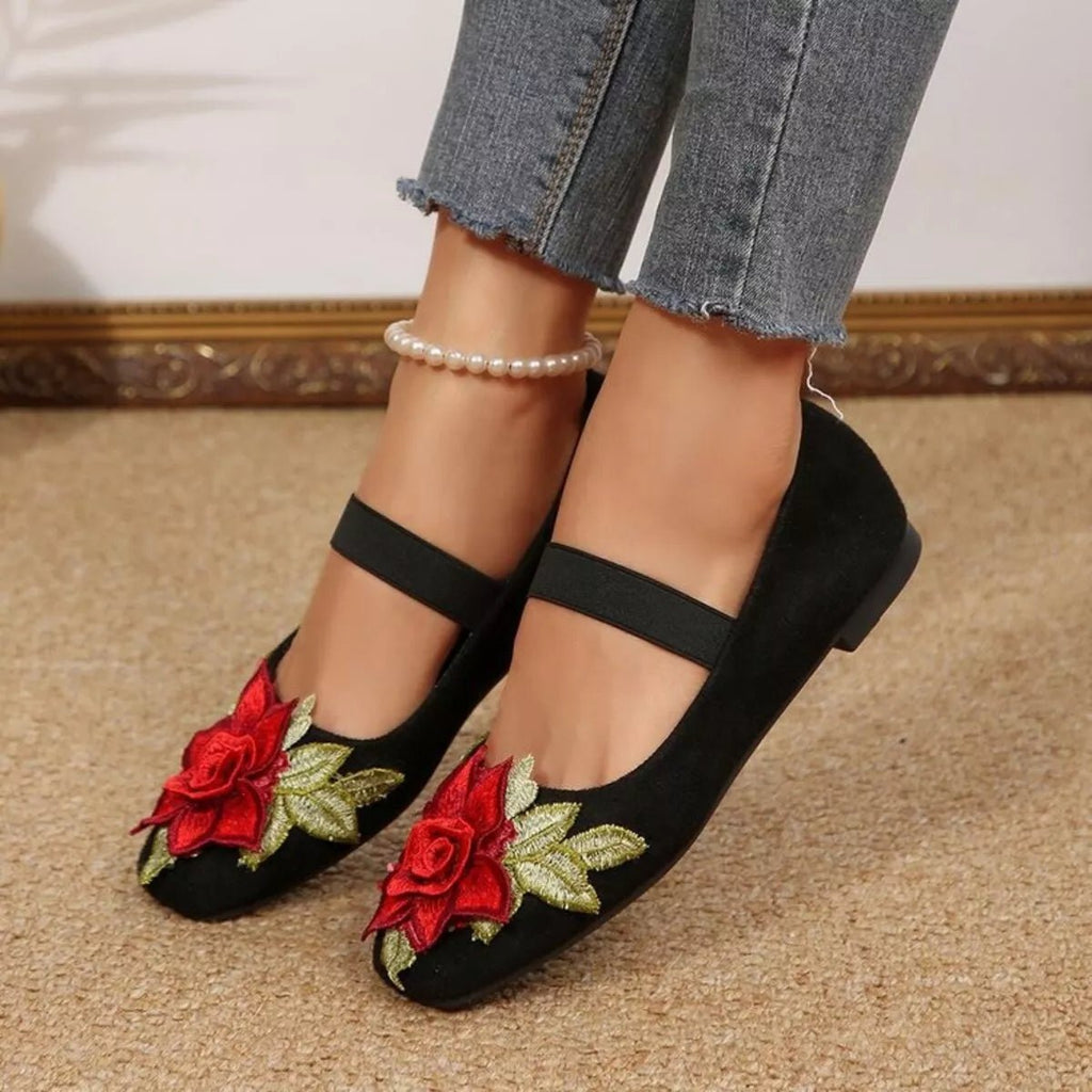 Flower Square Toe Slip - Ons - Plush Fashion Hub