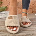 Fuzzy Open Toe Slippers - Plush Fashion Hub