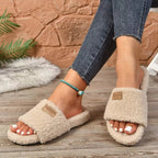 Fuzzy Open Toe Slippers - Plush Fashion Hub