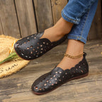 Women's hollow-out breathable casual flat slip-on shoes by Trendsi, lightweight and comfortable for everyday wear.