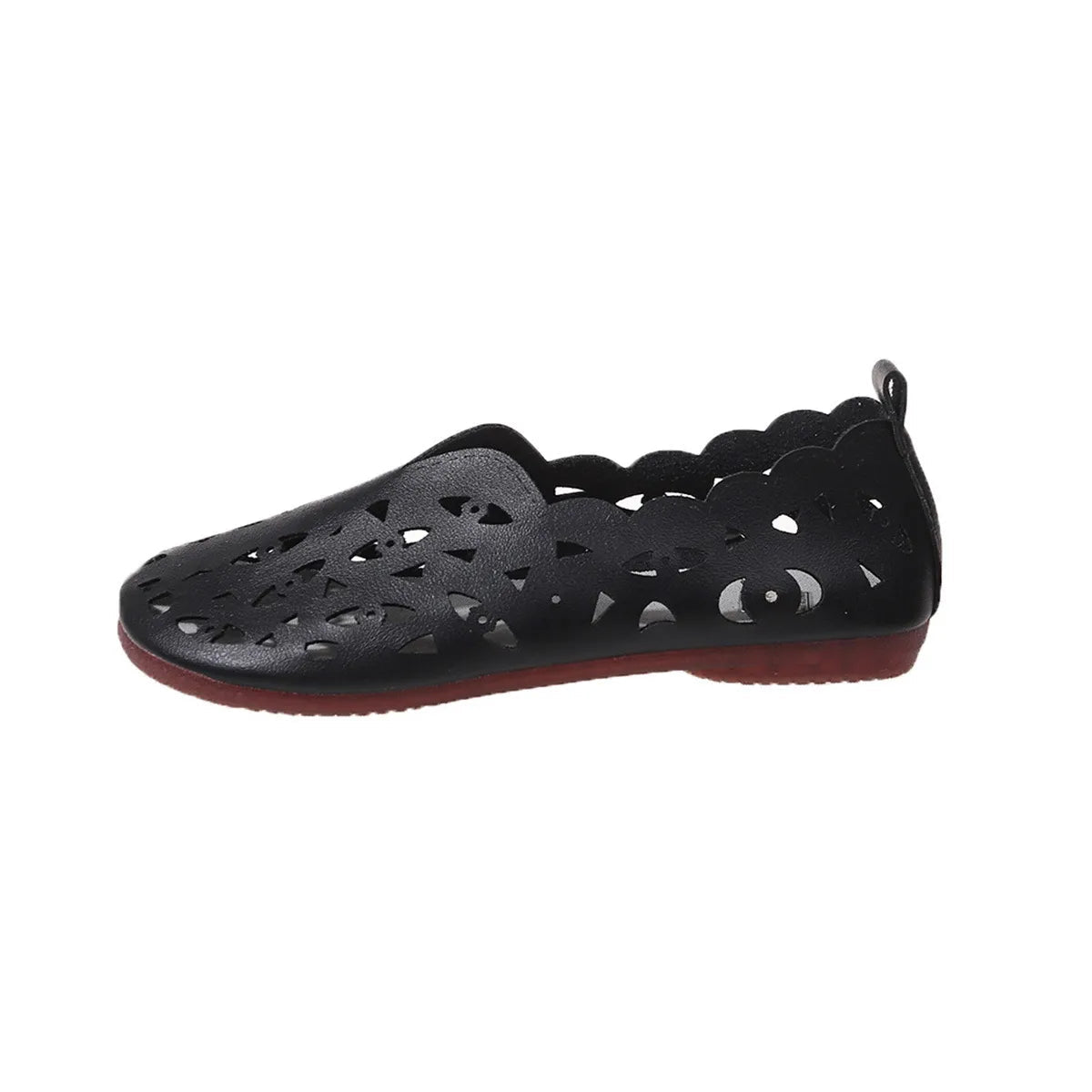 Women's hollow-out breathable casual flat slip-on shoes by Trendsi, featuring lightweight design and comfortable open-toe style.