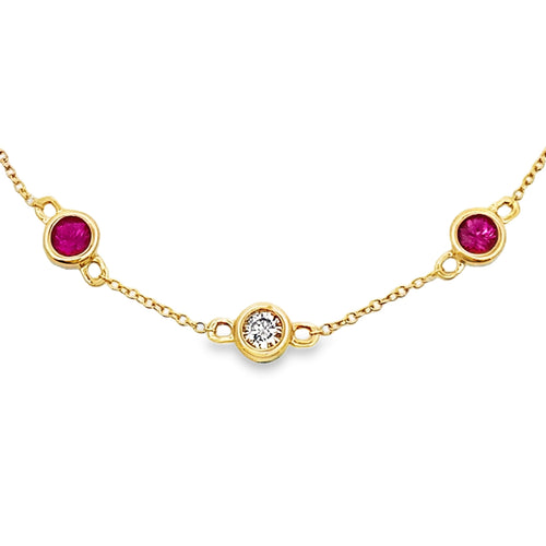 Genuine .66ct Ruby Diamond Bracelet 14KT Yellow Gold