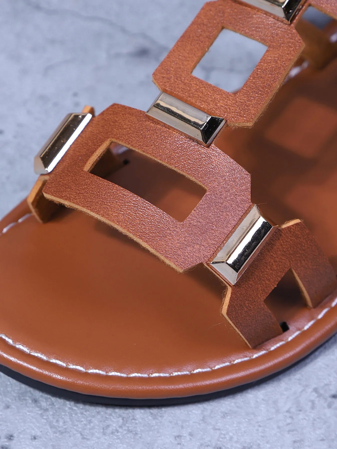 Leather H - Style Flat Sandals - Plush Fashion Hub