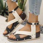 Leopard Ankle Strap Wedge Sandals - Plush Fashion Hub