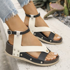 Leopard Ankle Strap Wedge Sandals - Plush Fashion Hub