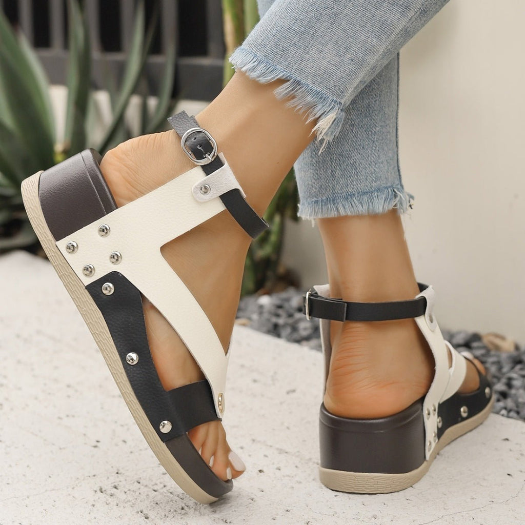 Leopard Ankle Strap Wedge Sandals - Plush Fashion Hub