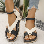Leopard Ankle Strap Wedge Sandals - Plush Fashion Hub