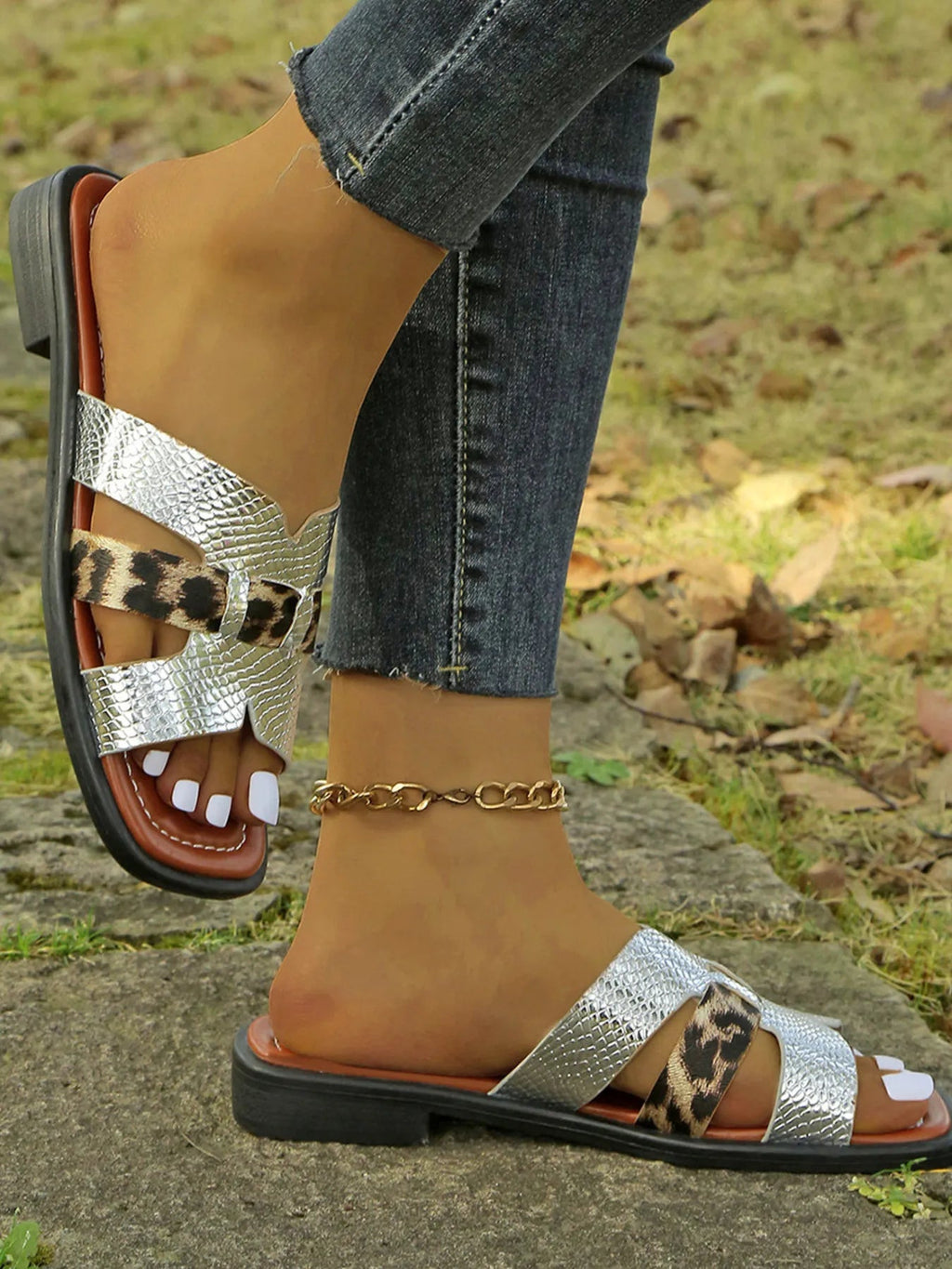 Leopard Print Buckle Strap Sandals - Plush Fashion Hub