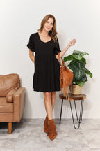 Mandy V - Neck Flounce Sleeve Tiered Dress - Plush Fashion Hub