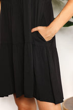 Mandy V - Neck Flounce Sleeve Tiered Dress - Plush Fashion Hub