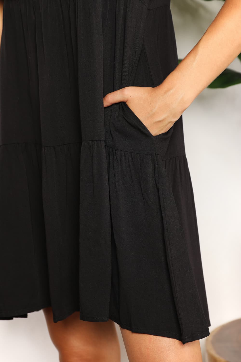 Mandy V - Neck Flounce Sleeve Tiered Dress - Plush Fashion Hub
