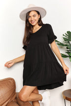 Mandy V - Neck Flounce Sleeve Tiered Dress - Plush Fashion Hub