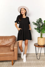 Mandy V - Neck Flounce Sleeve Tiered Dress - Plush Fashion Hub