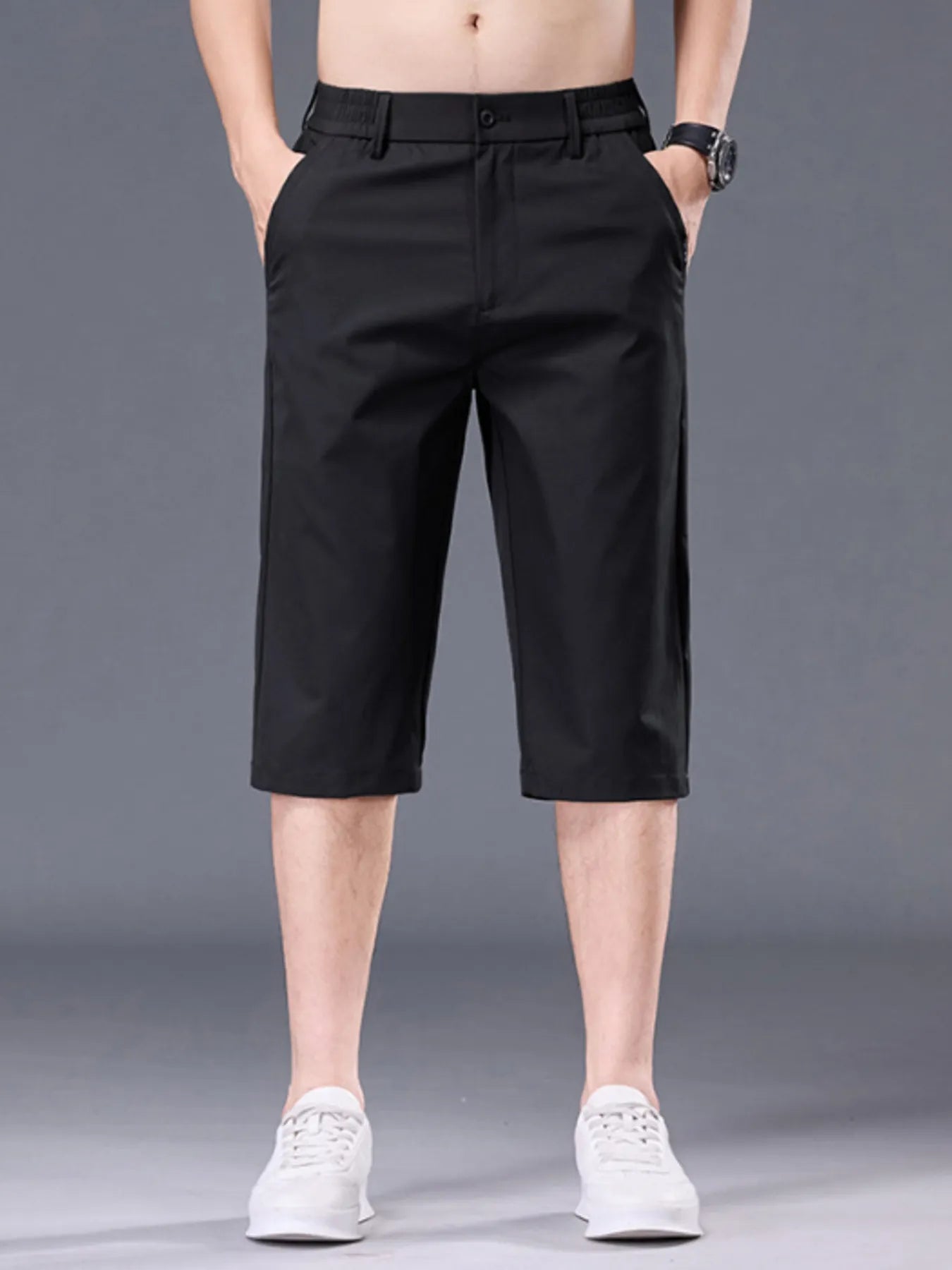 Men's Plus Size Casual Stretch Shorts with Pockets - Plush Fashion Hub
