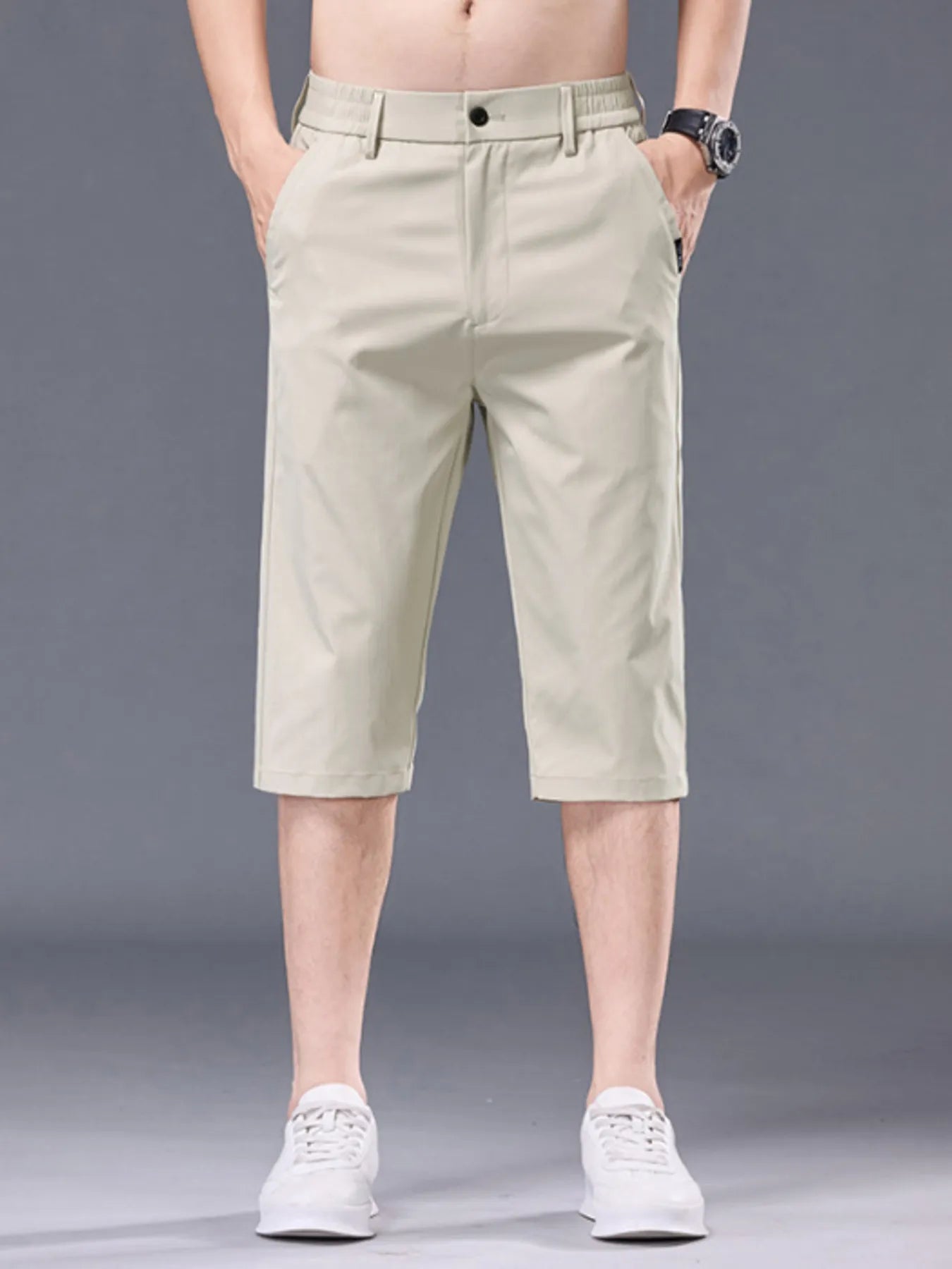 Men's Plus Size Casual Stretch Shorts with Pockets - Plush Fashion Hub