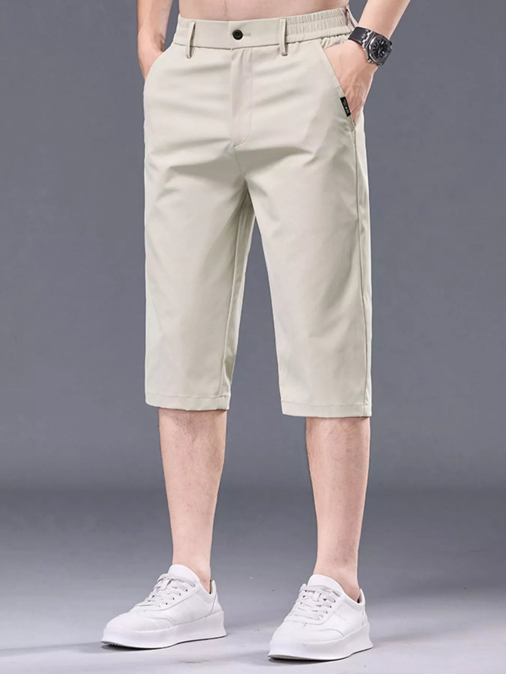 Men's Plus Size Casual Stretch Shorts with Pockets - Plush Fashion Hub
