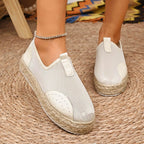 Women's breathable mesh espadrille platform slip-on flats by Trendsi, featuring a lightweight design and casual style.
