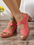 Open Toe Block Heel Sandals - Plush Fashion Hub