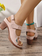 Open Toe Block Heel Sandals - Plush Fashion Hub
