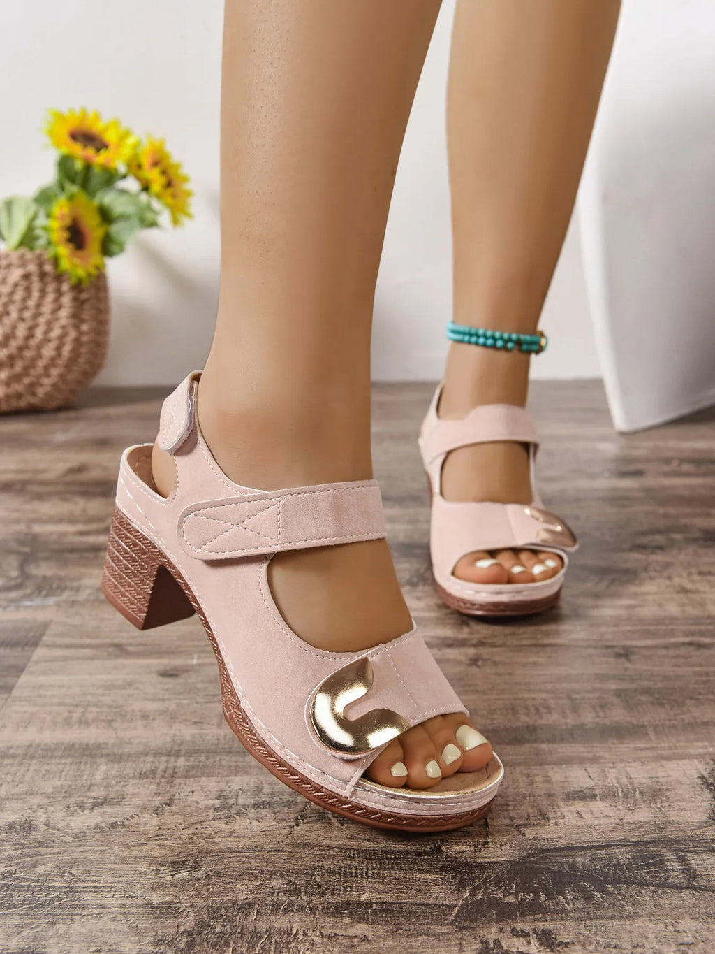Open Toe Block Heel Sandals - Plush Fashion Hub