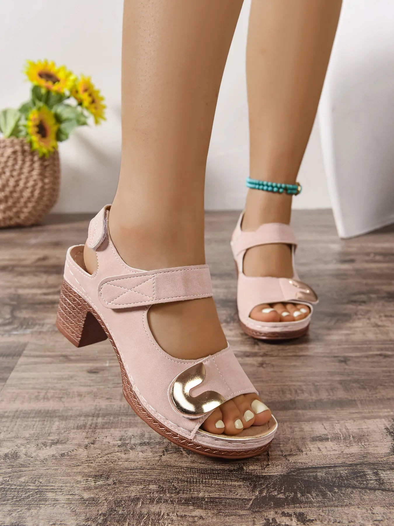 Open Toe Block Heel Sandals - Plush Fashion Hub