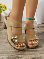 Open Toe Block Heel Sandals - Plush Fashion Hub