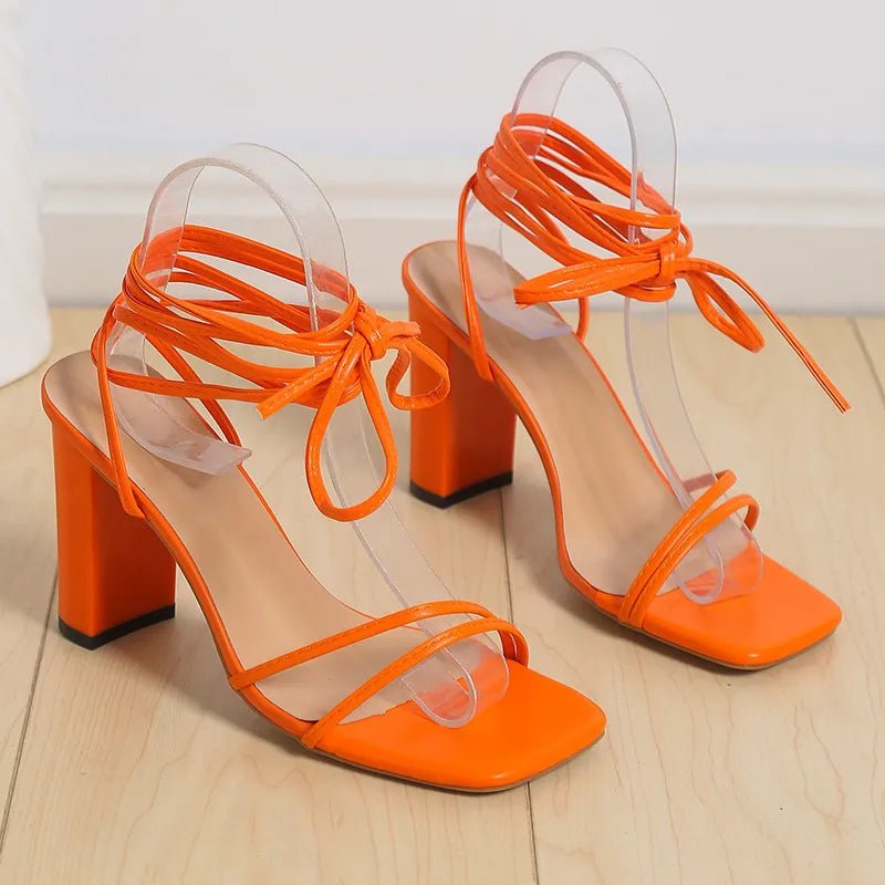 Open Toe Block Heels Sandals - Plush Fashion Hub
