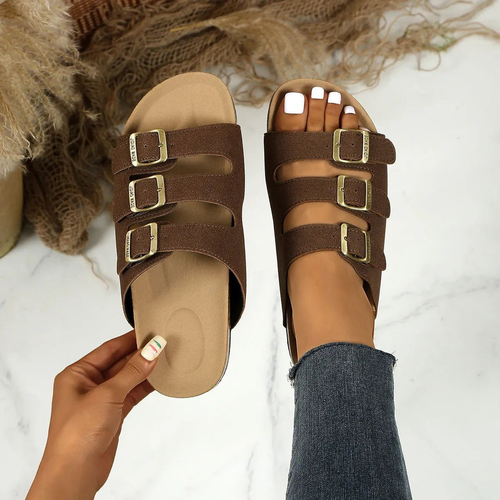 Open Toe Buckle Platform Sandals - Plush Fashion Hub