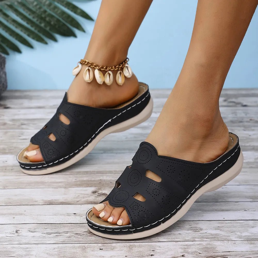Open - Toe Cutout Sandals - Plush Fashion Hub