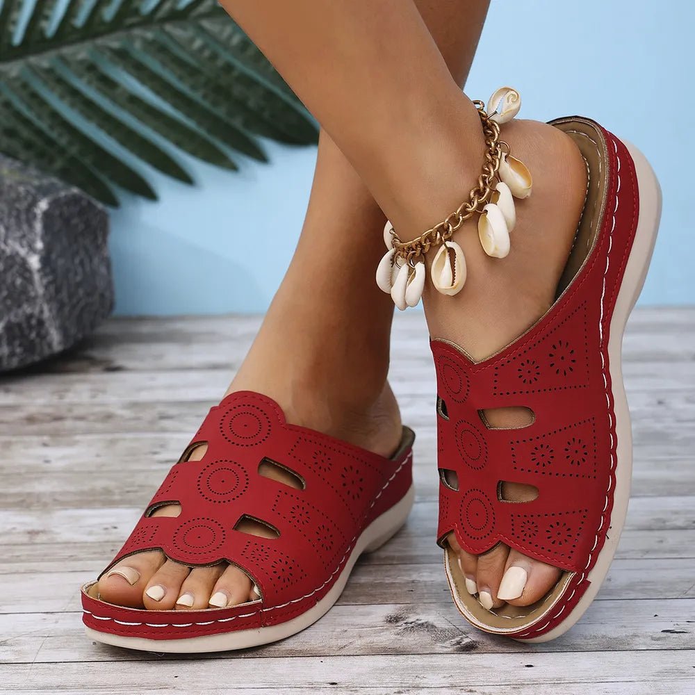 Open - Toe Cutout Sandals - Plush Fashion Hub