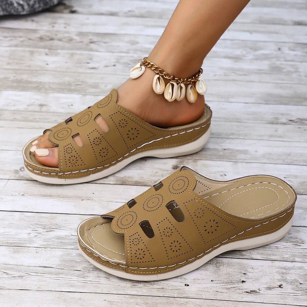 Open - Toe Cutout Sandals - Plush Fashion Hub