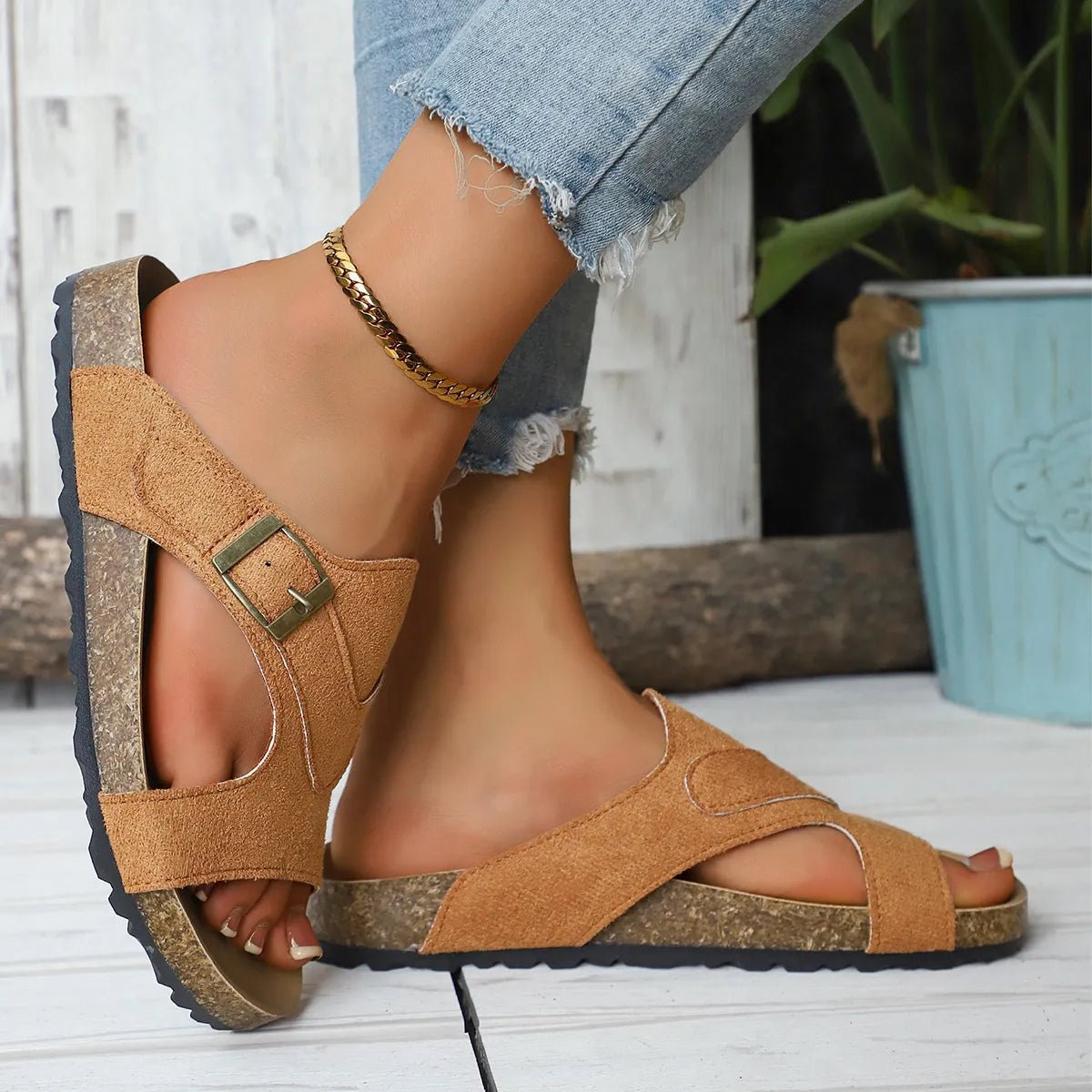 Open Toe Cutout Sandals - Plush Fashion Hub