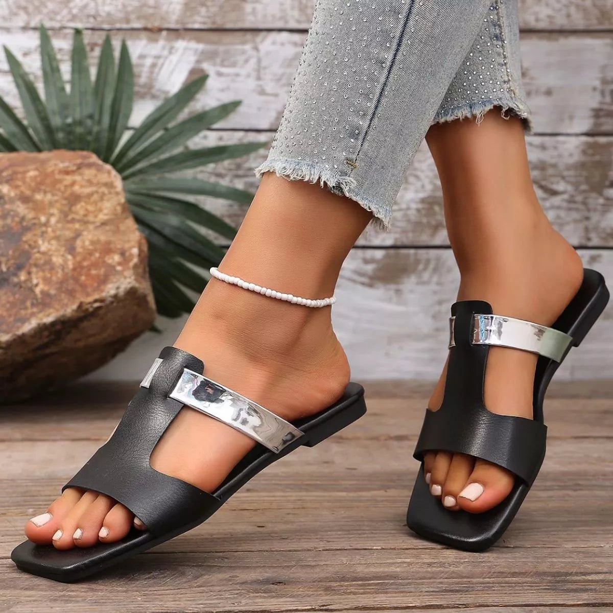 Open Toe Flat Sandals - Plush Fashion Hub