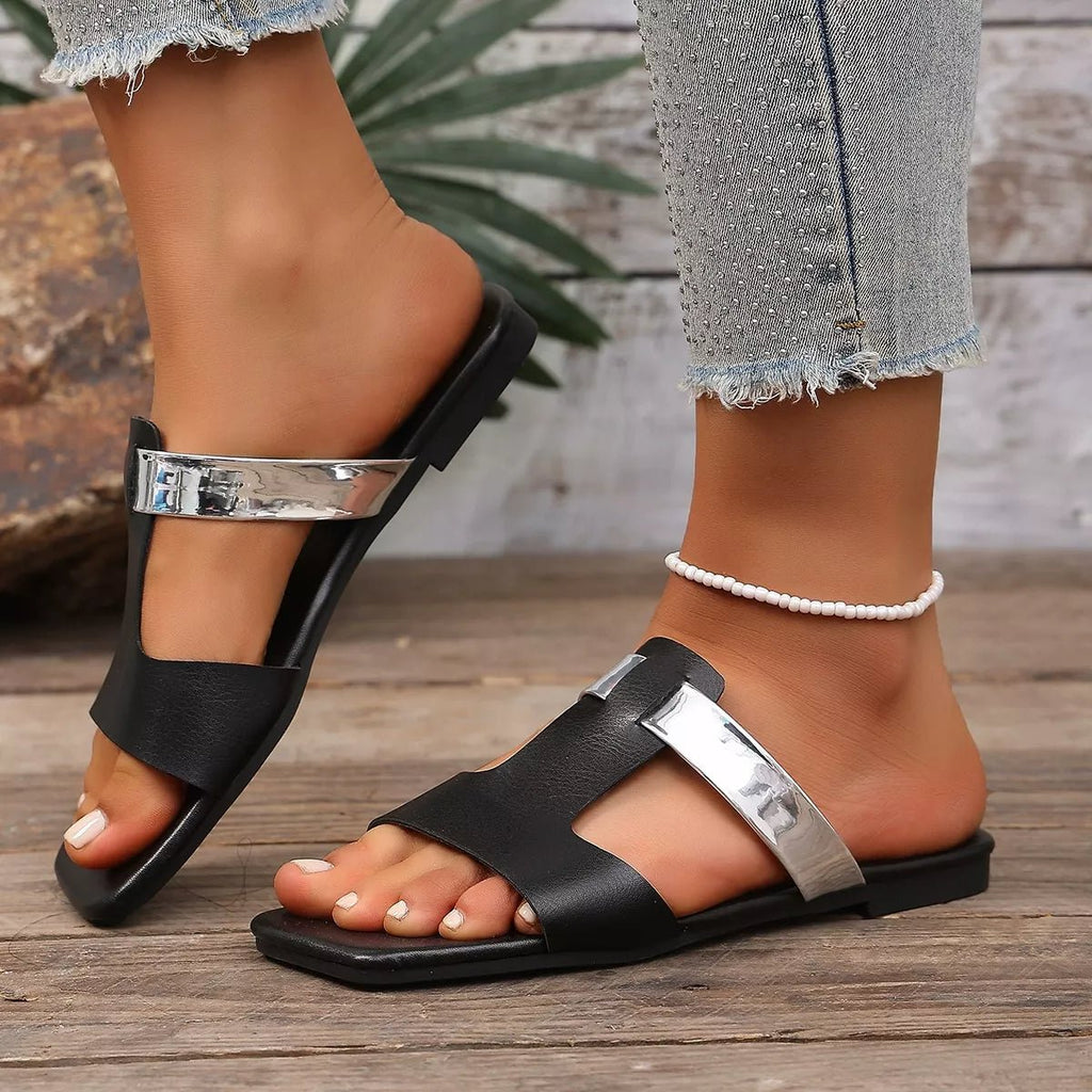 Open Toe Flat Sandals - Plush Fashion Hub