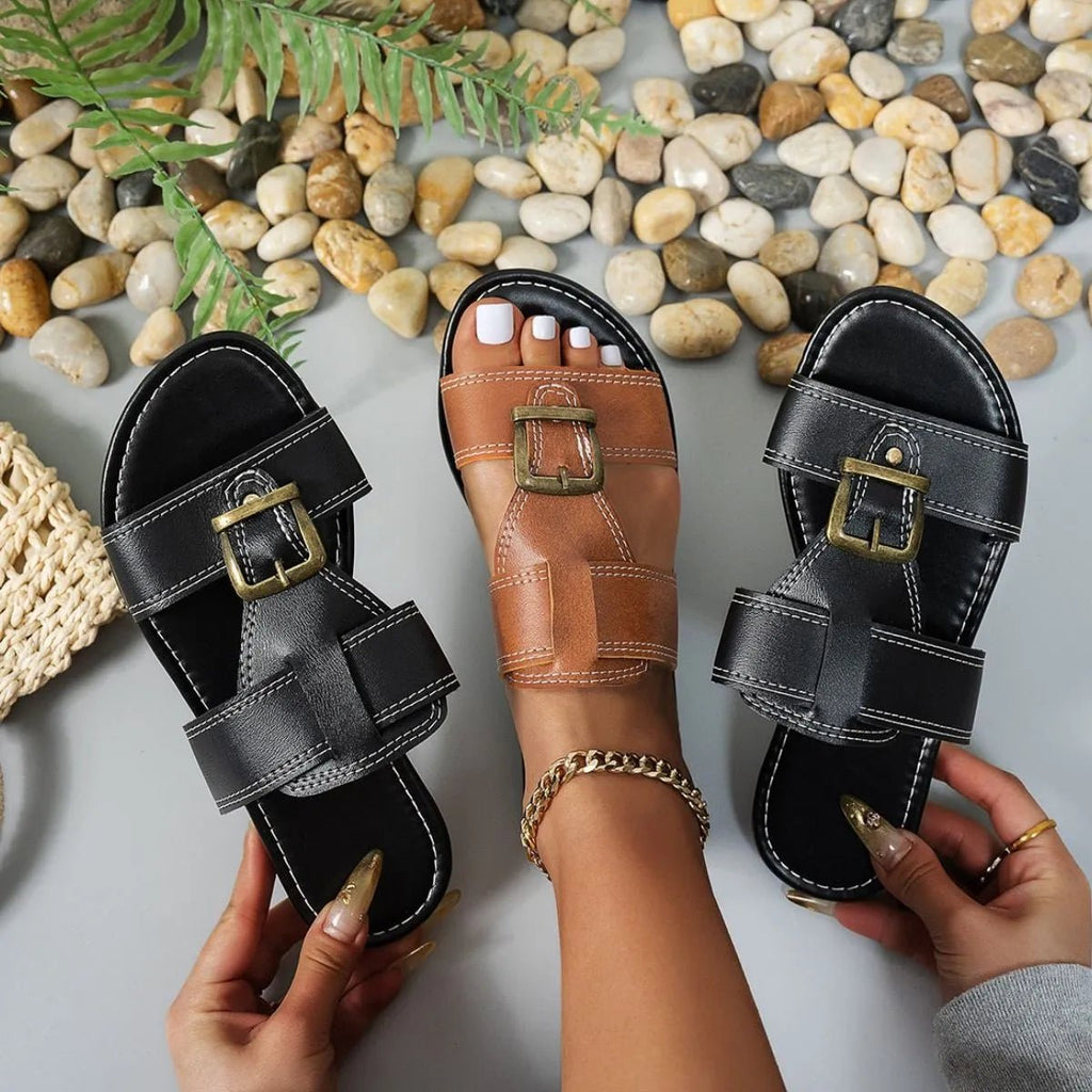 Open Toe Flats Sandals - Plush Fashion Hub