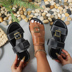 Open Toe Flats Sandals - Plush Fashion Hub