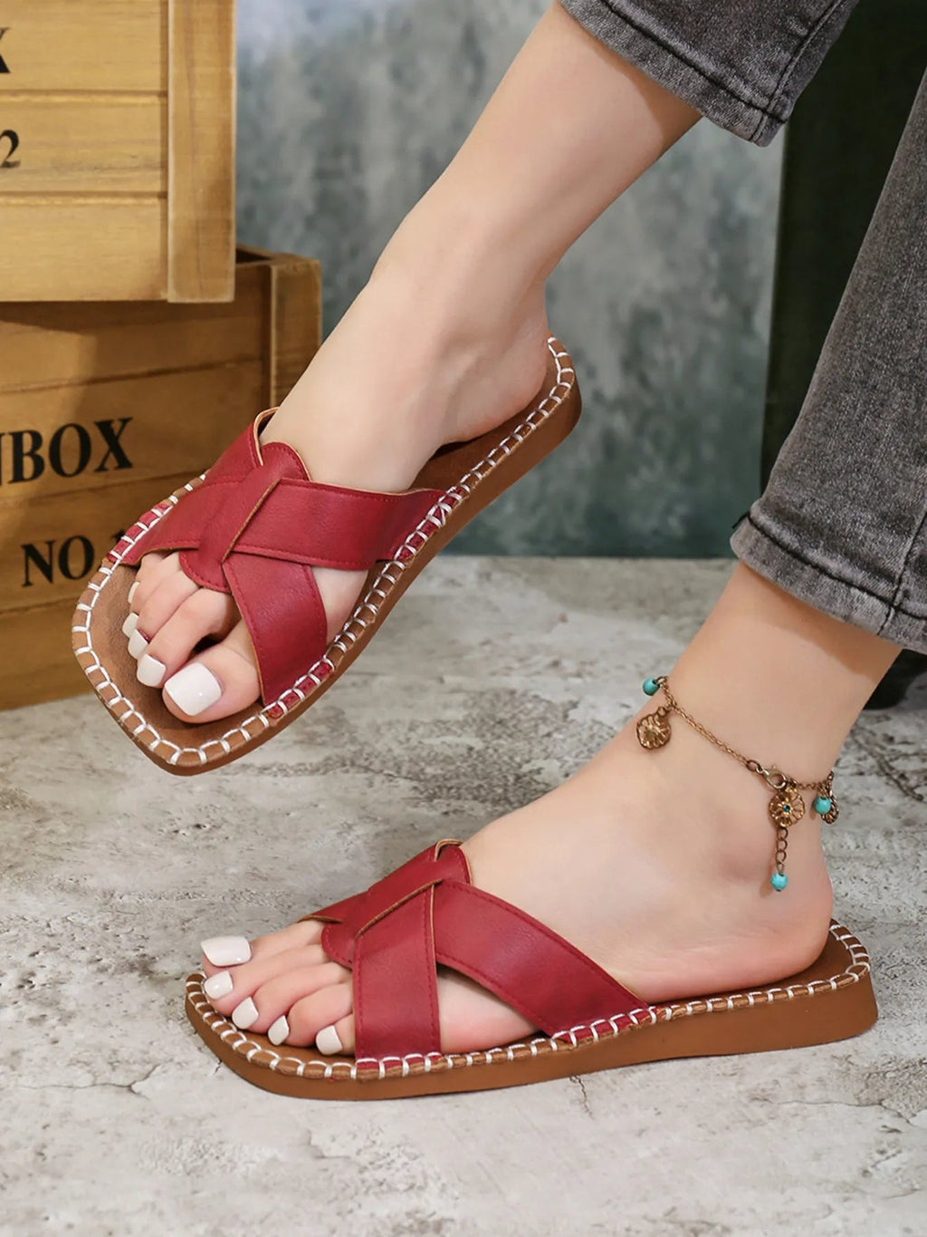 Open Toe Flats Sandals - Plush Fashion Hub